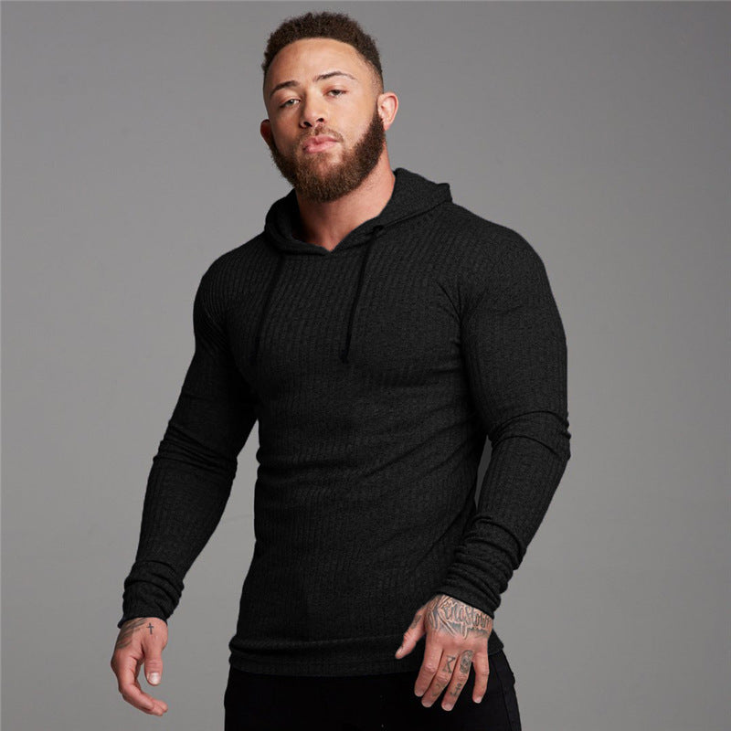Men's Long Sleeve T-shirt Fitness High Collar Knitted Bottom Shirt