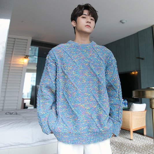 Men's Loose Pullover Color Dot Round Neck Sweater