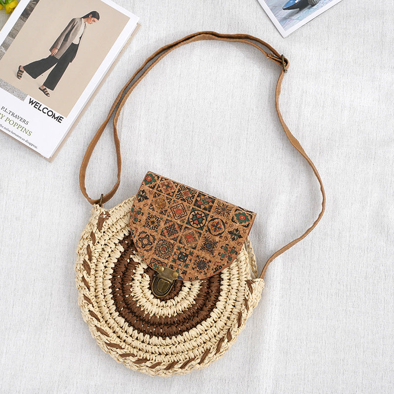Shoulder Straw-weaved Crossbody Beach Casual Ethnic Style Mini And Simple Handmade Beach Bag