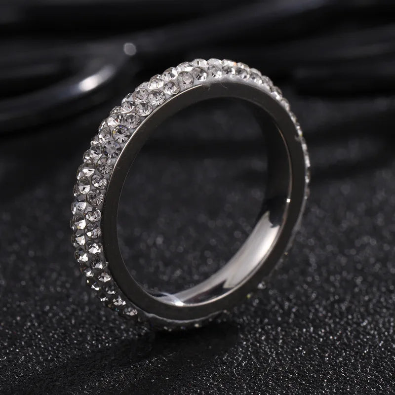 Punk Hiphop Titanium Steel With Zircon Rings for Men Women Delicate Chunky Finger Ring Hippie Rapper's Fashion Jewlery KBR116