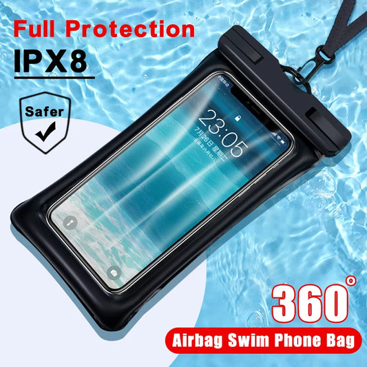 Floating Airbag Waterproof Swim Bag Phone Case For iPhone 15 13 12 Pro Max Samsung S23 S22 Ultra Xiaomi 13T 14 Plus Accessories