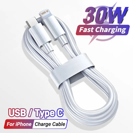 PD 30W Fast Charging Cable For iPhone 14 13 11 12 Pro Max Mini 7 8 X XS XR Plus 1M 2M USB Type C Phone Quick Charge Accessories
