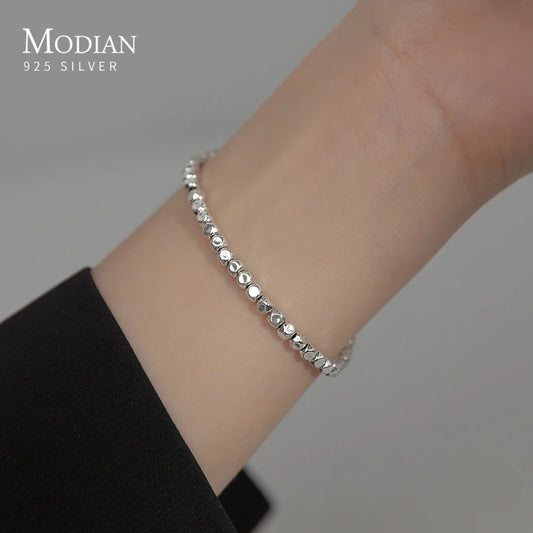 Modian – beau Bracelet carré géométrique en argent Sterling 925, maillon de chaîne réglable en argent pour femmes et filles, bijoux fins de fête 